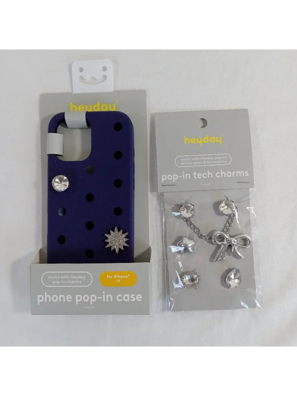 Heyday iPhone 17 Pop-In Phone Case Navy Blue with 5 Pop-In Tech Charms Kit New